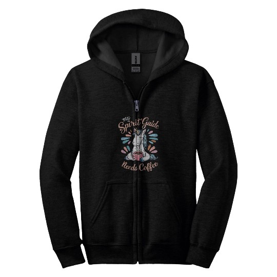 Coffee Fun My Spirit Guide Needs Coffee Unicorn Zip Hoodies