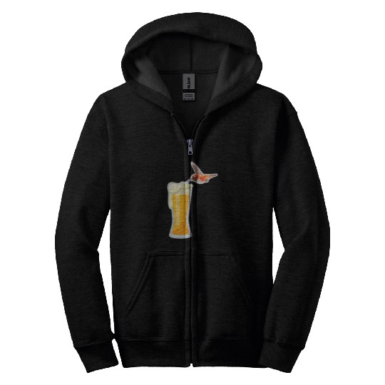 Beer Fun Hummingbird Beer Drink Spirit Animal Hummer Bird Lover Zip Hoodies