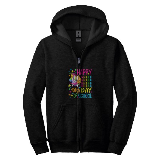Happy 100Th Day Of School Unicorn Zip Hoodies