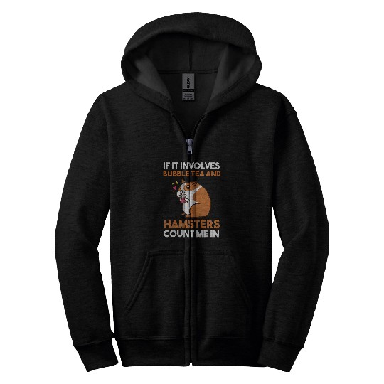 Hamster Pet Bubble Tea Hamster Zip Hoodies