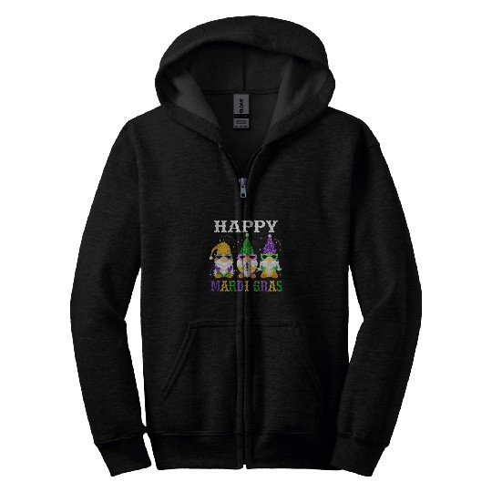 Happy Mardi Gras Gnomes New Orleans carnivals Gnomies Zip Hoodies