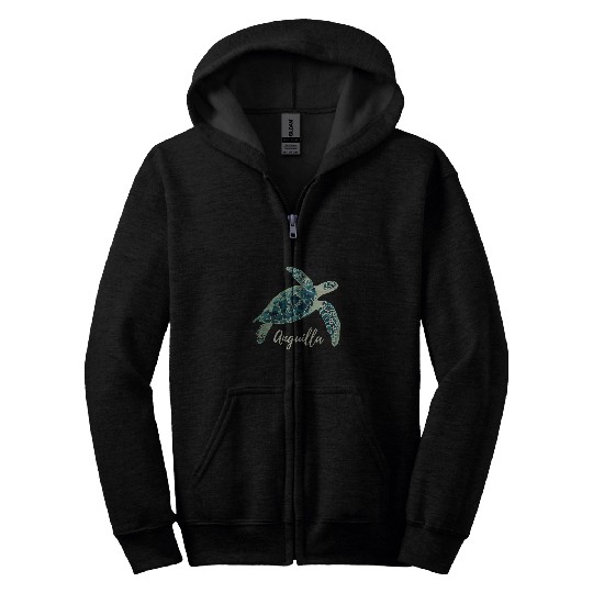 Turtle Pet Anguilla British West Indies BWI Caribbean Sea Turtle Zip Hoodies