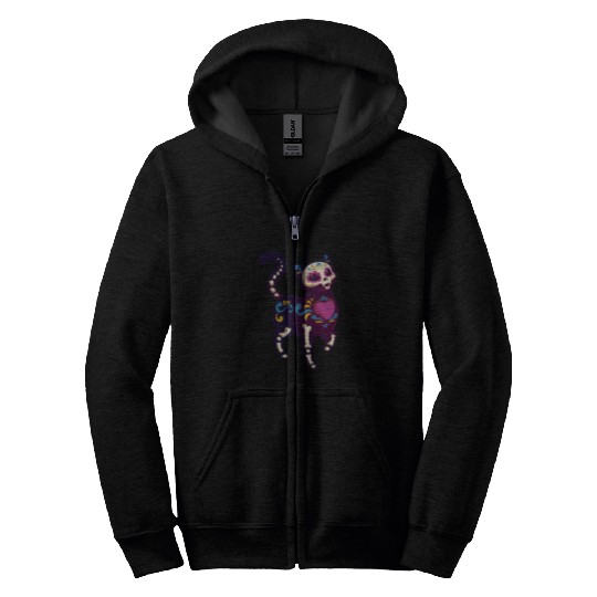Cat Sugar Skull Mexico Calavera Dia De Los Muertos Halloween 2 Zip Hoodies