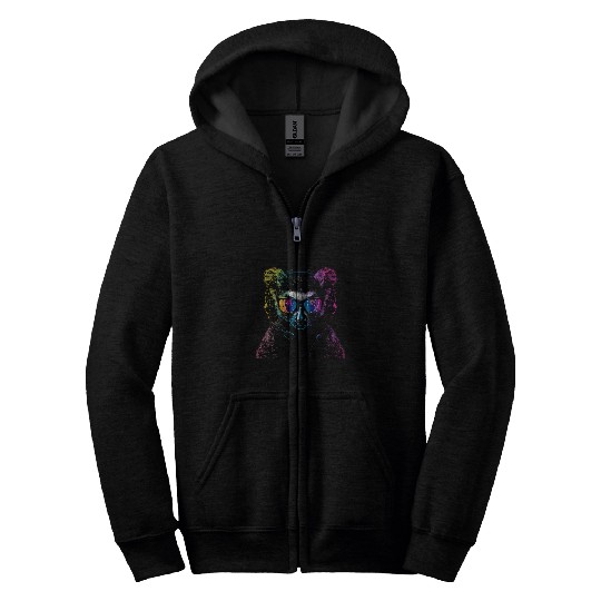 Lemur Pet DJ Lemur Music Headphones Beatmaker Techno EDM Lemur Lover Zip Hoodies