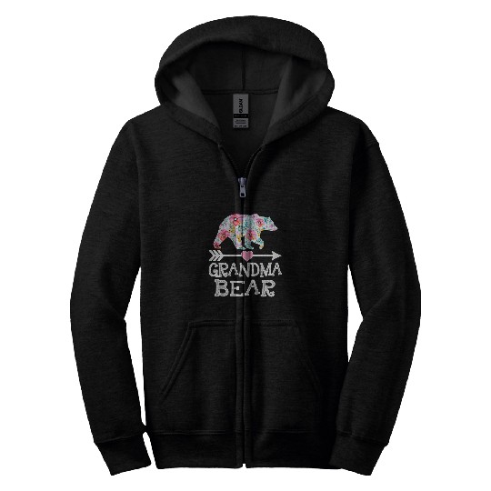 Bear Pet Grandma Bear Floral Family Mothers Day Gifts For Mom Zip Hoodies