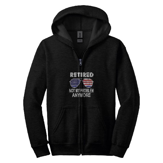 Police Job Retired Police Officer American Flag Retirement Funny Zip Hoodies