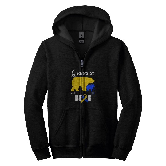 Bear Pet Grandma Bear T21 Grandkid Down Syndromes Awareness Day Zip Hoodies