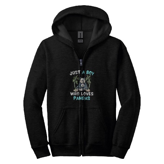 Panda Pet Just A Boy Who Loves Pandas Cute Panda Boys Men Zip Hoodies