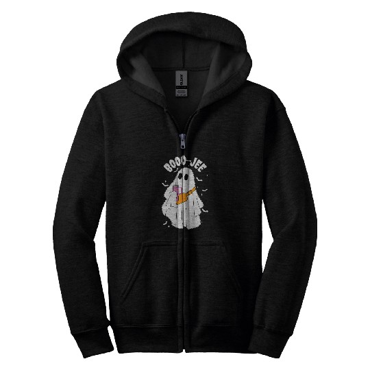 Coffee Fun Boo Jee Funny Halloween ghosts Coffee and Purse Zip Hoodies