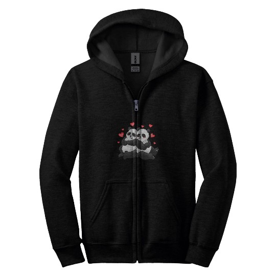 Panda Pet Couple of Pandas in Love Valentines Day Panda Lovers Zip Hoodies