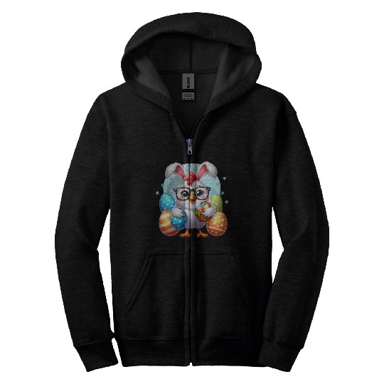 Chicken Egg Hunting Easter Bunny Ears Farm Animal Spring 6 Zip Hoodies