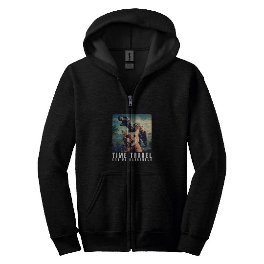 crazys Cat Selfie Run Time Travel Can Be Dangerous Cat Love Zip Hoodies