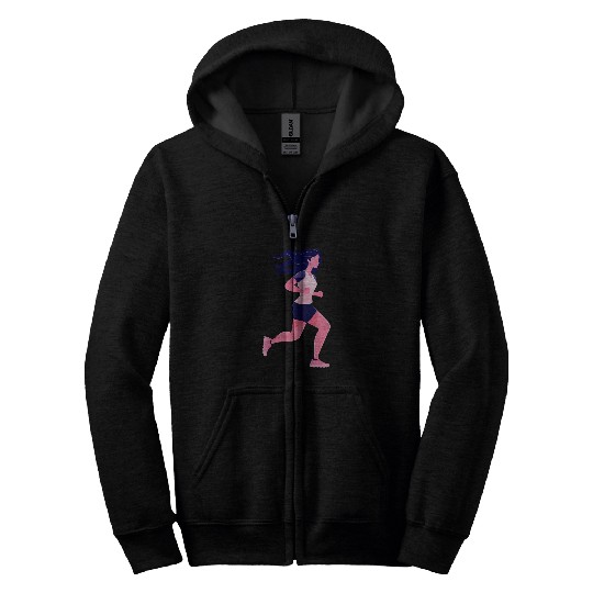 Fitness Exercise Woman Runner Running Jogging Zip Hoodies