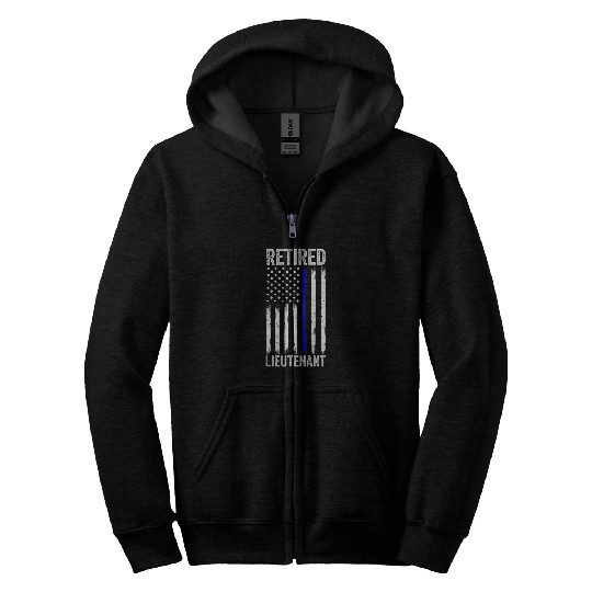 Police Job Retired Police Lieutenant Design Thin Blue Line Retirement Zip Hoodies