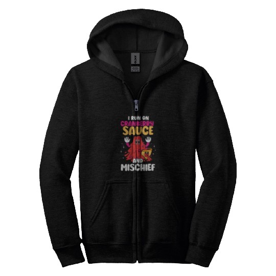 I Run On Cranberry Sauce And Mischief Boys Thanksgiving Boy Zip Hoodies