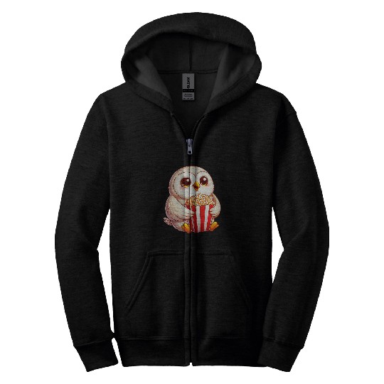 Owl Pet Popcorn Lover Cinema Movies Zip Hoodies