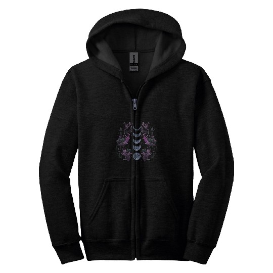 Cosmos Night Stargazers vintages Celestial Lunar Moon Cycle Zip Hoodies
