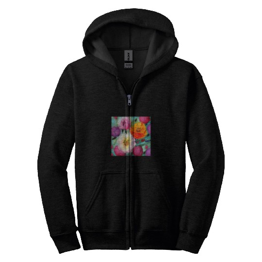 Dreamy Peony Blooms Painterly Colorful Garden Floral Art Zip Hoodies