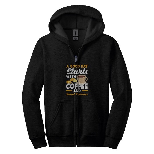 Coffee Fun Sweet Potato Coffee Lover Vegan Food Vegetable Zip Hoodies