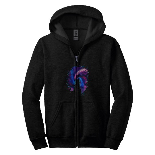 Cosmic Cat Staring Into Outer Space Cat Lover Gift Zip Hoodies