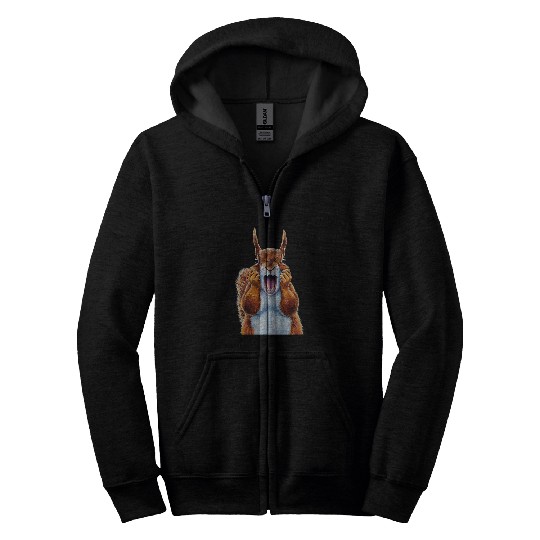Squirrel Pet Expressionist Scream Squirrel Lovers Artistic 2 Zip Hoodies