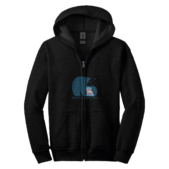 Bear Pet Protect Trans Kids Mama Bear LGBTQ Transgender Pride Flag Zip Hoodies