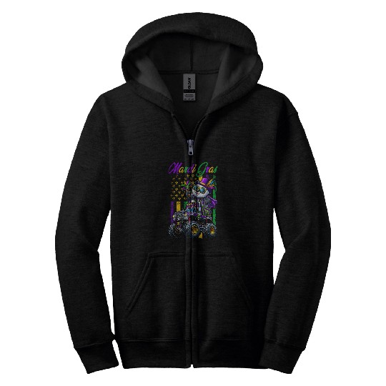 Panda Pet Mardi Gras Panda Sunglasses On Monster Truck Beads Masked Zip Hoodies