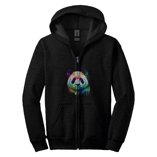 Panda Pet Colorful Pop Art Splash Art Tie Dye Rainbow Zip Hoodies