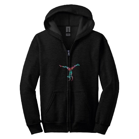 Cartwheel Cute Gymnast Tie Dye Gymnastics Youth Girls Zip Hoodies