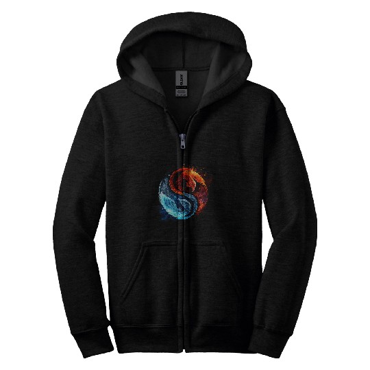 Dragon Pet Yin Yang Fires Phoenix Ice Dragon Balance of Life Zip Hoodies