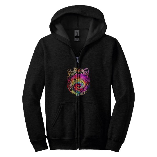 Lion Pet lions head in the Sahara Batik Style ladies lion Zip Hoodies