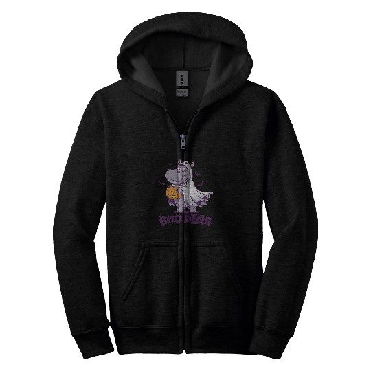 Hippo Pet Moo Deng Cute Baby Pygmy Hippo Funny Moo Deng Halloween 2 Zip Hoodies