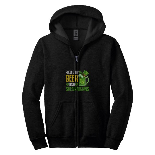 Beer Fun Fueled By Beer And Shenanigans St Patrick s Day Drinking Zip Hoodies