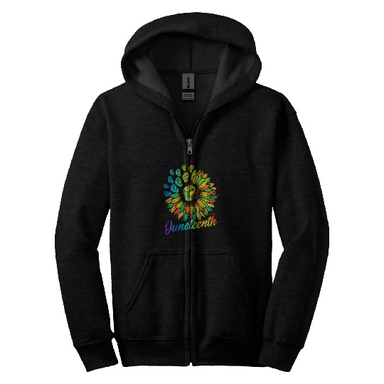 Juneteenth Freedom 1865 Sunflower Black History Pride Zip Hoodies