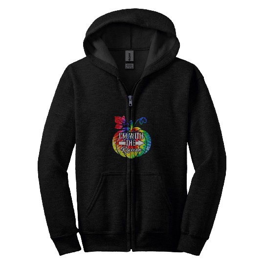 Raccoon Pet I m With Raccoon Couple Matching Halloween Costume Tie Dye Zip Hoodies