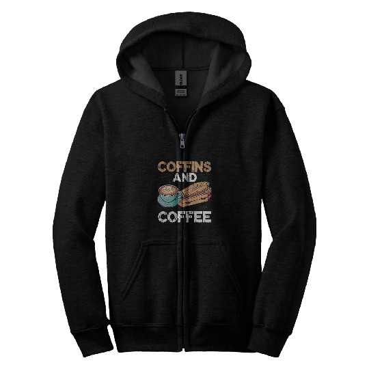 Coffee Fun Coffins and coffee Funeral Burial Coffin Zip Hoodies
