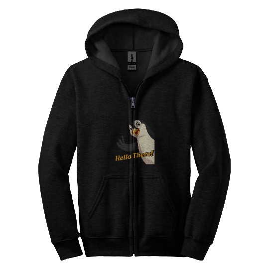 Penguin Pet Kawaii Emperor Penguin Cartoon Waving Hello There Zip Hoodies