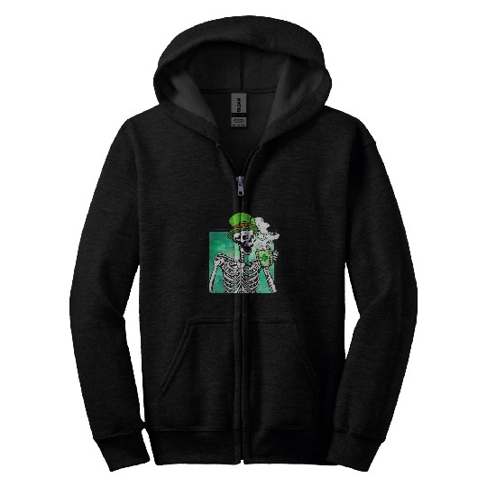 Coffee Fun Cute Skeletons Drink Coffee St Patrick s Day Drinking Day Zip Hoodies