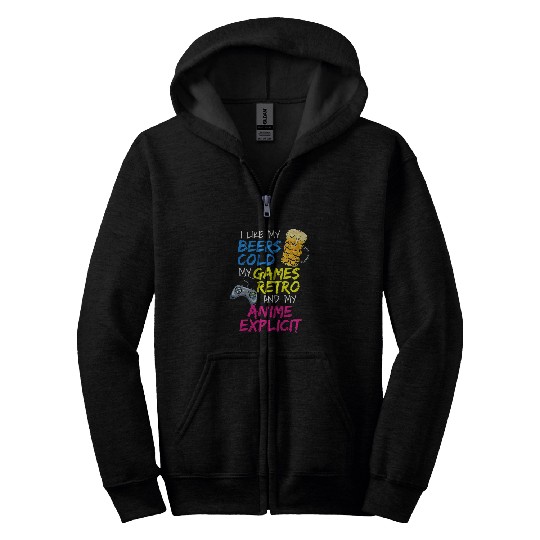 Beer Fun Retro Gamer Gaming Geek Explicit Anime Meme Zip Hoodies
