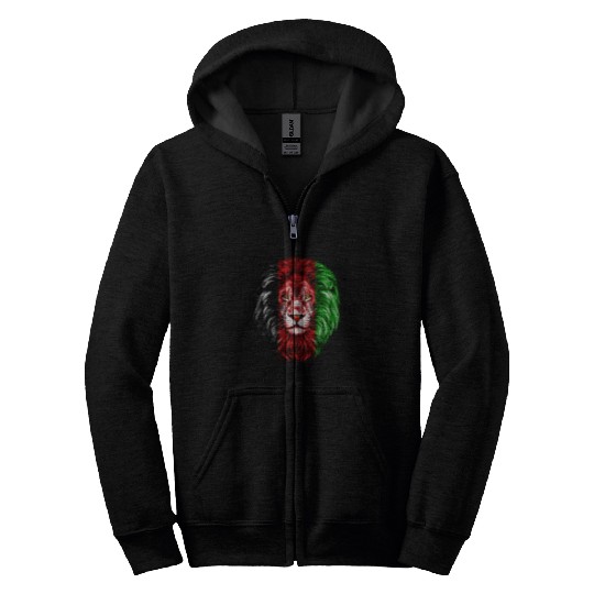 Lion Pet Afghanistan Flag Lion frees Afghanistan 1 Zip Hoodies