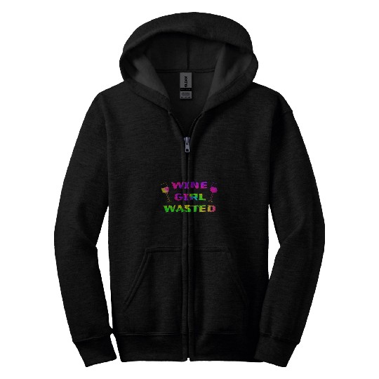 Wines Fun Girl Wasted Funny Wines Lover Tie Dye Wino Drinking Zip Hoodies