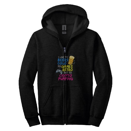 Beer Fun Retro Gamer Gaming Geek Altcoin Crypto Investor Zip Hoodies