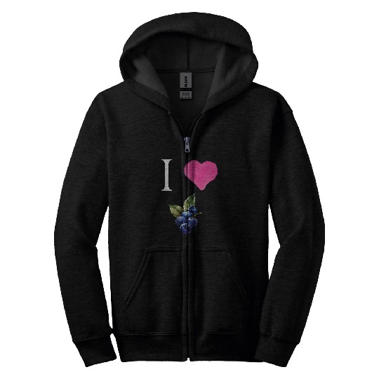 I Love Blueberry Fruit Garden Berry Blueberries Healthy Zip Hoodies