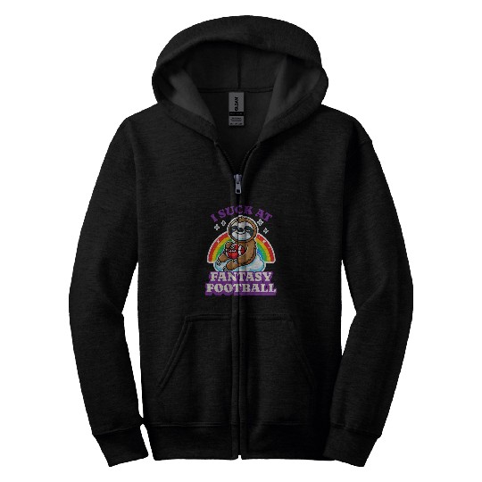 Sloth Pet Funny I Suck At Fantasy Football Loser Sloth Rainbow Men Zip Hoodies