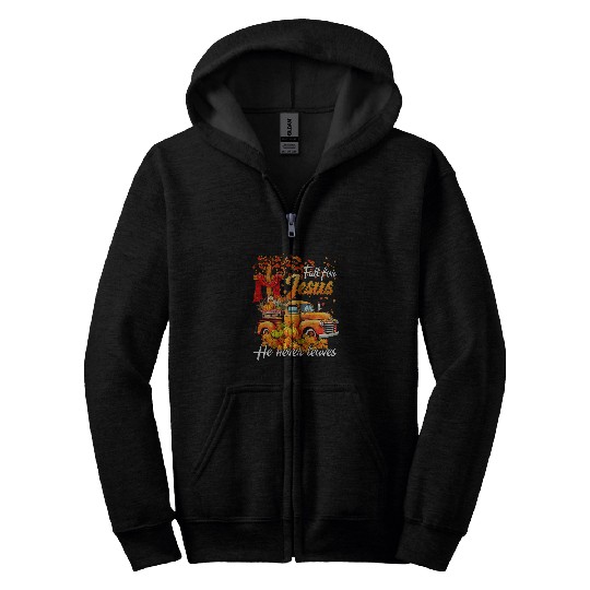 Fall For Jesus He Never Leaves Thanksgiving Christian Autumn Zip Hoodies