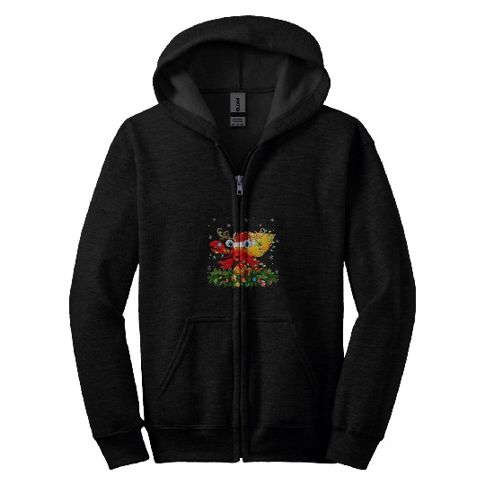 Hermit Crab Fish Lover Reindeer Santa Hermit Crab Christmas Zip Hoodies