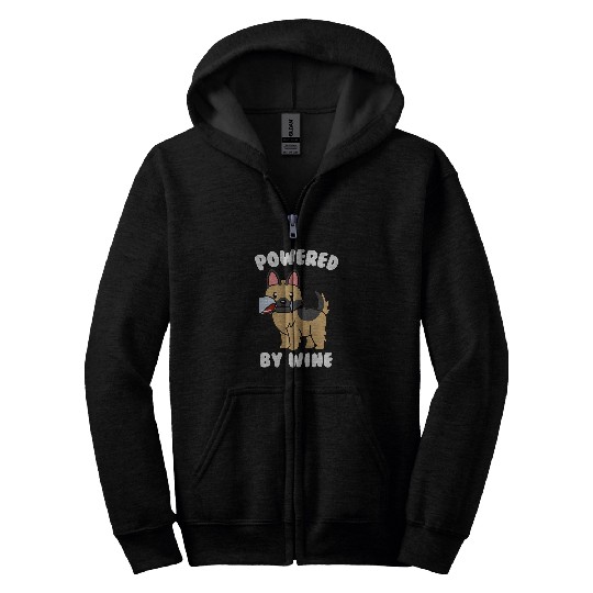 Wines Fun Powered By Wines German Shepherd Dog Zip Hoodies