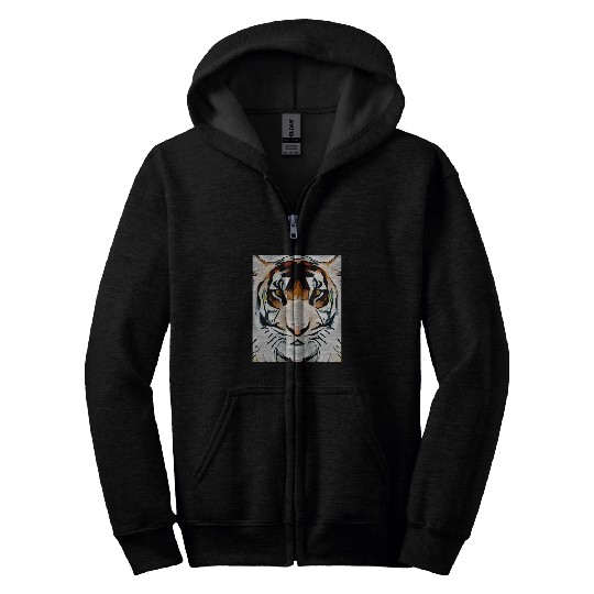 Cute White Tiger Zip Hoodies