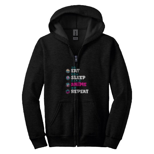 Eat Sleep Anime Repeat Mangas Men Women Zip Hoodies