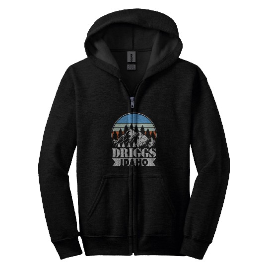 Discover Driggs Idaho Outdoors Adventure Skiing Hiking Mountain Zip Hoodies